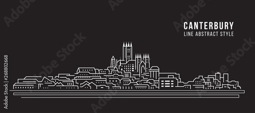 Cityscape Building Line art Vector Illustration design - Canterbury city