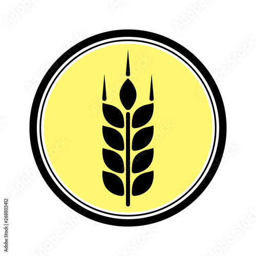 Wheat spike button. Grain plant silhouette. Wheat logo. Template vector icon.