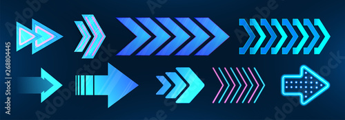Colorful Set of vector arrows. Arrow  icon, symbol. Futuristic design arrows. Colorful collection symbols. Technology elements APP, UI UX KIT design