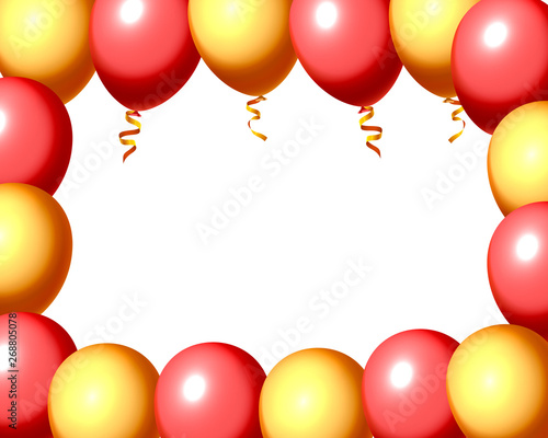 Festive balloon in an empty frame, color red and yellow.