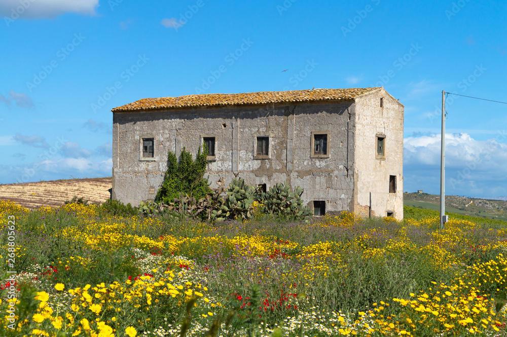 Old Farmhouse in the Sicilian Countryside, Caltanissetta, Sicily, Italy, Europe