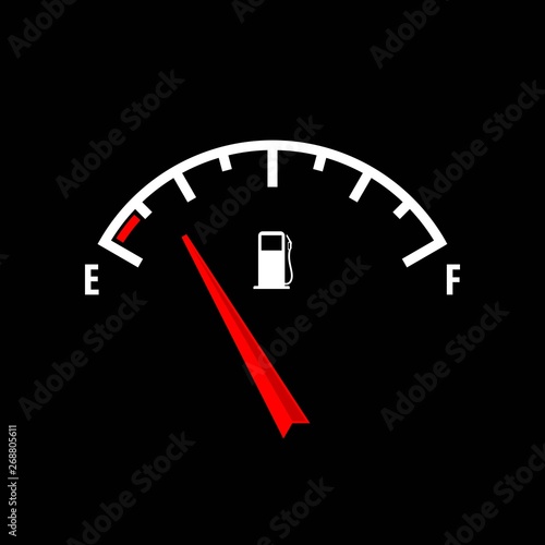 Fuel gauge icon isolated on black background. Vector illustration.