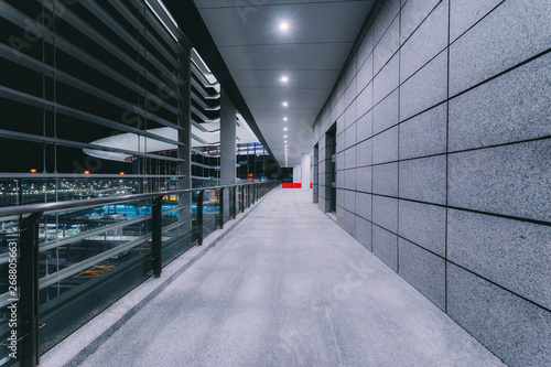 building in airport at night