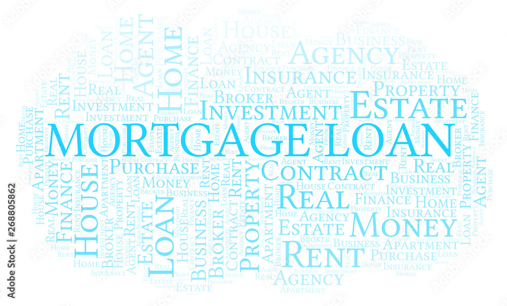 Fototapeta premium Mortgage Loan word cloud. Wordcloud made with text only.