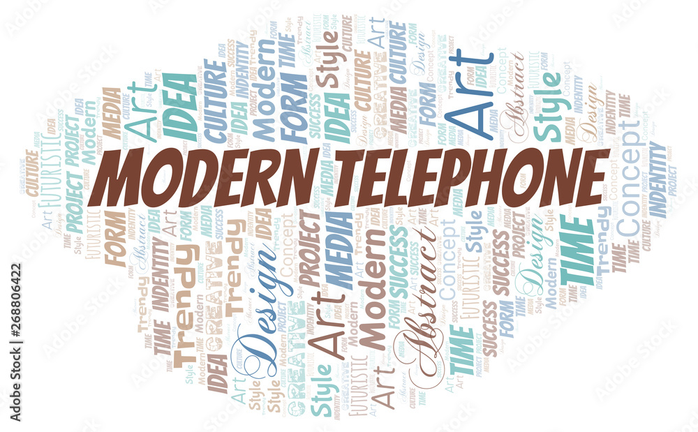 Modern Telephone word cloud. Wordcloud made with text only.