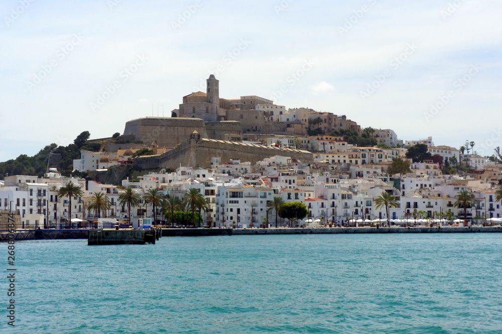 Eivissa. Old city with a fortress. View from the sea.