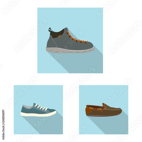 Isolated object of shoe and footwear sign. Collection of shoe and foot stock vector illustration.