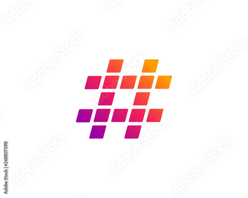 Hashtag symbol logo icon design template elements