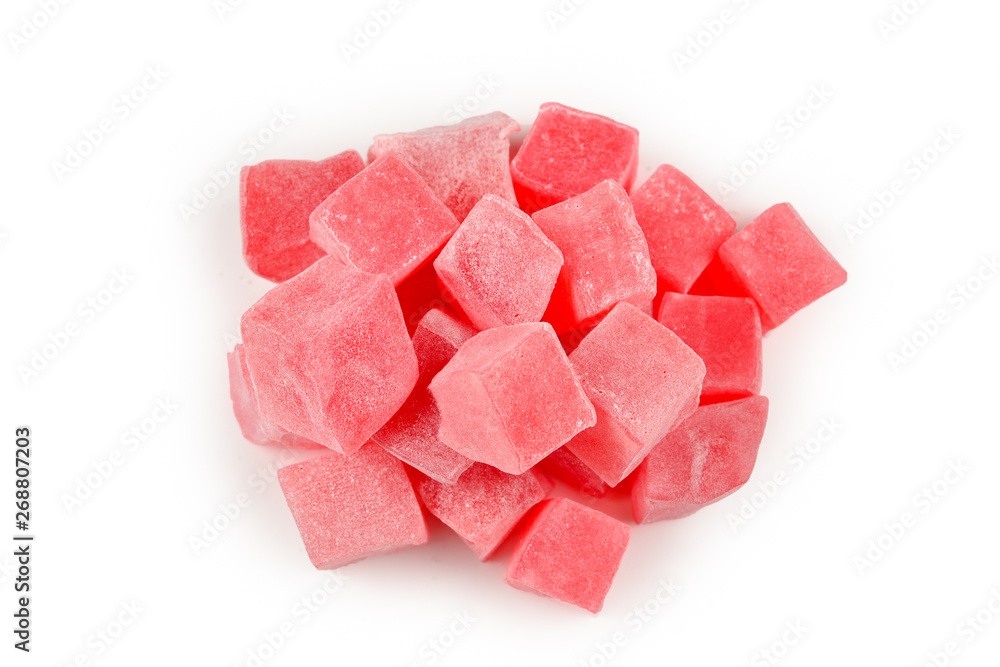 Sweet turkish delight isolated on white background. Sweet turkish delight isolated on white background.