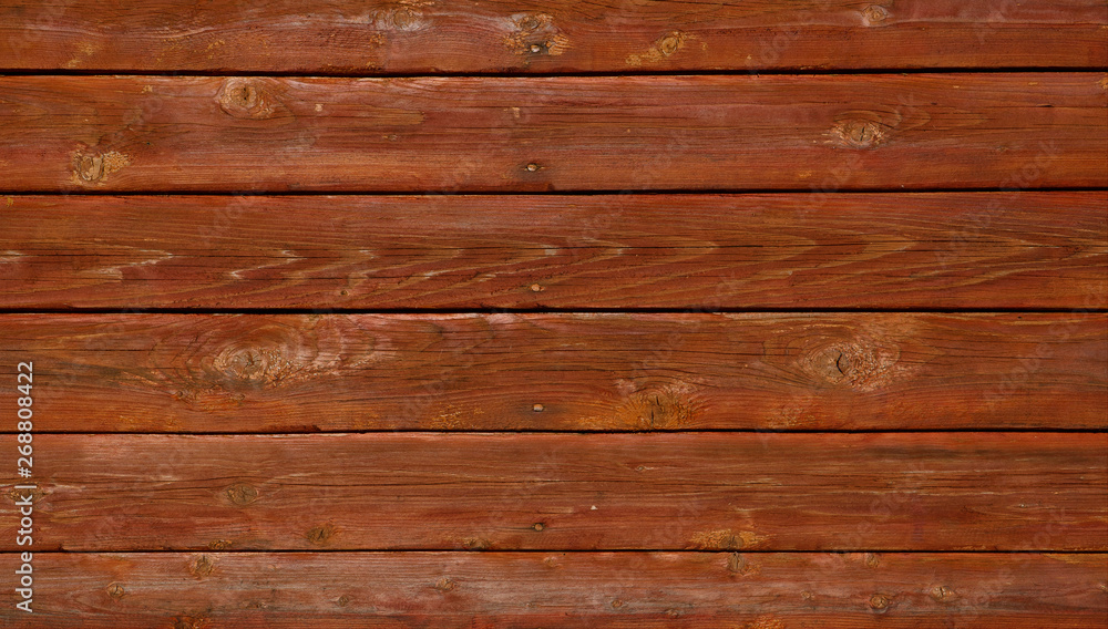 Fototapeta premium Vintage wood texture orange. Wall with horizontal boards.