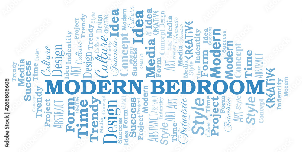 Obraz premium Modern Bedroom word cloud. Wordcloud made with text only.