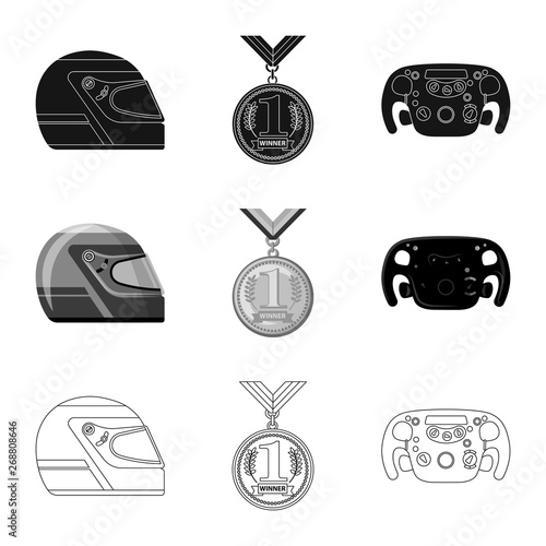 Isolated object of car and rally symbol. Collection of car and race stock vector illustration.
