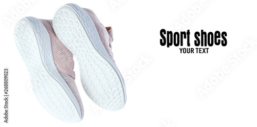 Bottom view of sports shoes. running shoe sole isolated on white background. Copy space © splitov27