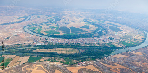 Ebro river meander. Sastago Village. Alborge Village. Cinco Olivas Village. Zaragoza Province, Aragon, Spain, Europe photo