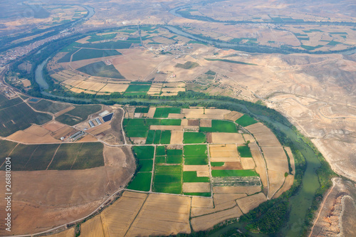 Ebro river meander. Sastago Village. Alborge Village. Cinco Olivas Village. Zaragoza Province, Aragon, Spain, Europe photo