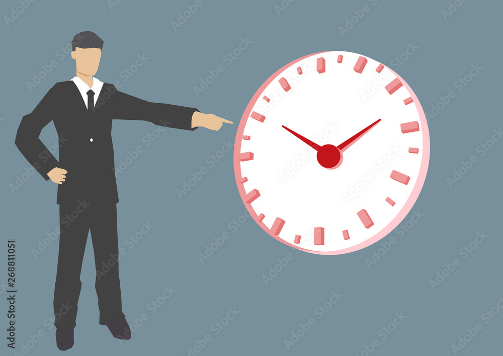 Illustrate of businessman pointing at clock Illustrate of businessman pointing at clock
