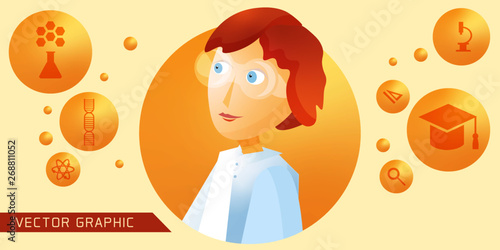 Female scientist – laboratory cartoon vector concept