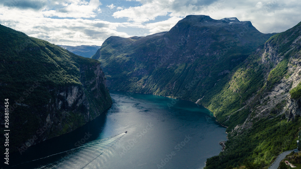 View over Geiranger fjord, from a high viewpoint