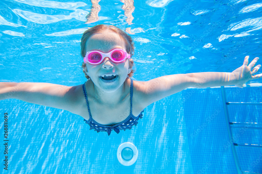 Children swim in pool