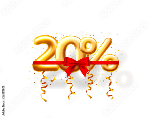 Sale 20 off ballon number on the white background. 