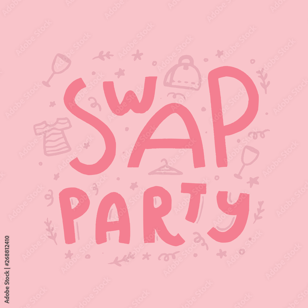 Swap party poster. Invitation flyer template, sharing concept, zero waste illustration