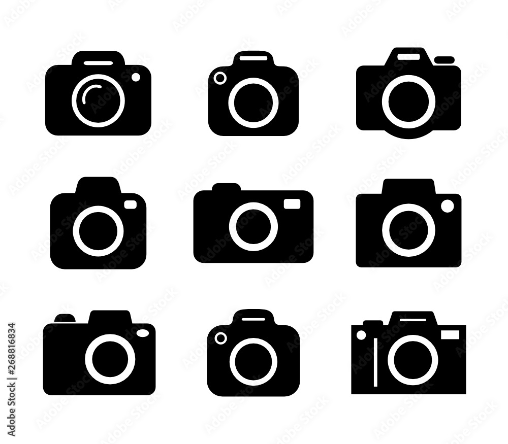 zestaw aparatów fotograficznych ikona - obrazy, fototapety, plakaty 