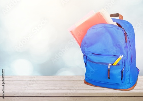 School backpack back bag book blue stationery
