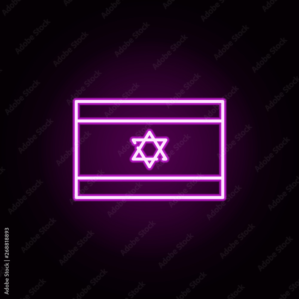Israel flag neon icon. Elements of hannukah set. Simple icon for websites, web design, mobile app, info graphics Israel flag neon icon. Elements of hannukah set. Simple icon for websites, web design, mobile app, info graphics