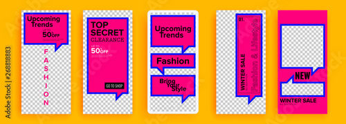 Trendy editable template for social networks stories, vector illustration. Design backgrounds for social media.