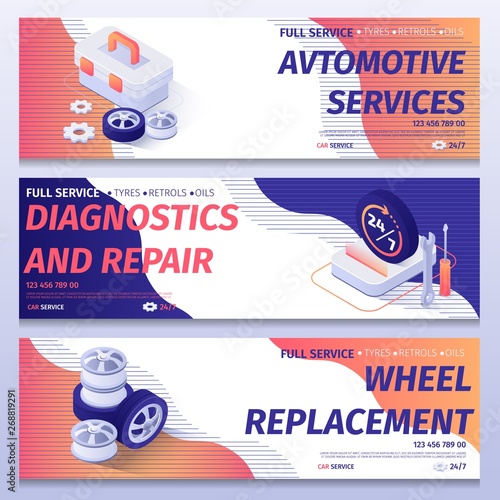 Set Car Full Service Advertising Banner Signboard