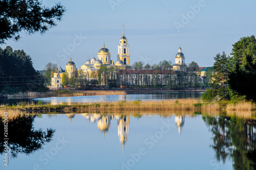 Svetlitsa, Russia - May, 20, 2019: Nilo Stolobenskyi monastery in Svetlitsa, Russia on Seliger lake