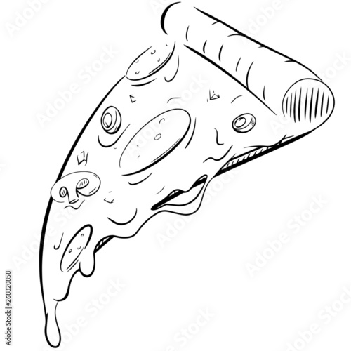 hand drawn pizza slice sketch