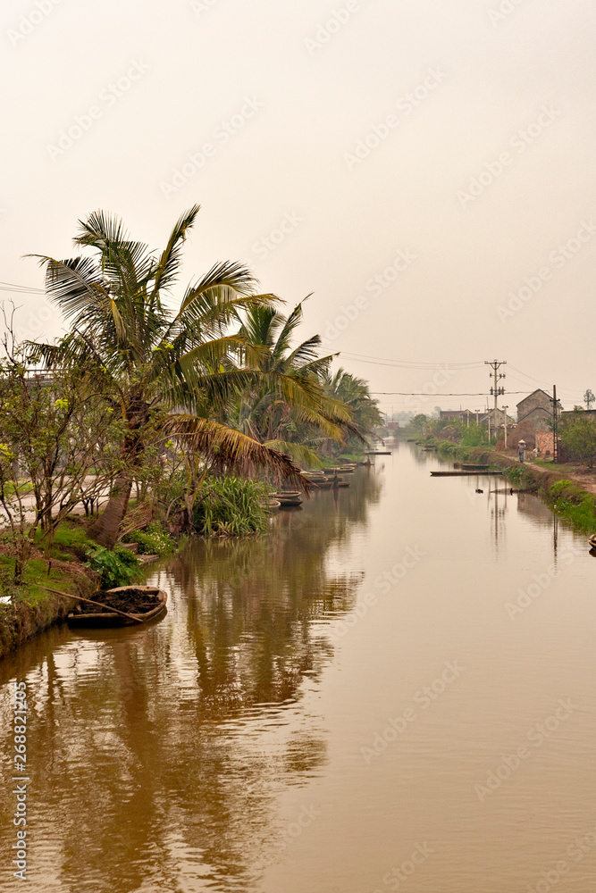 Obraz premium A village of rice farmers in the northern part of Vietnam