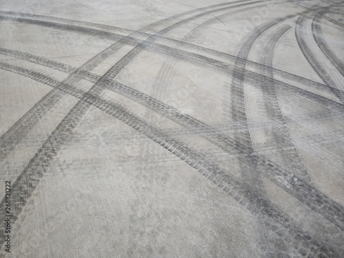Tire track on concrete flooring background