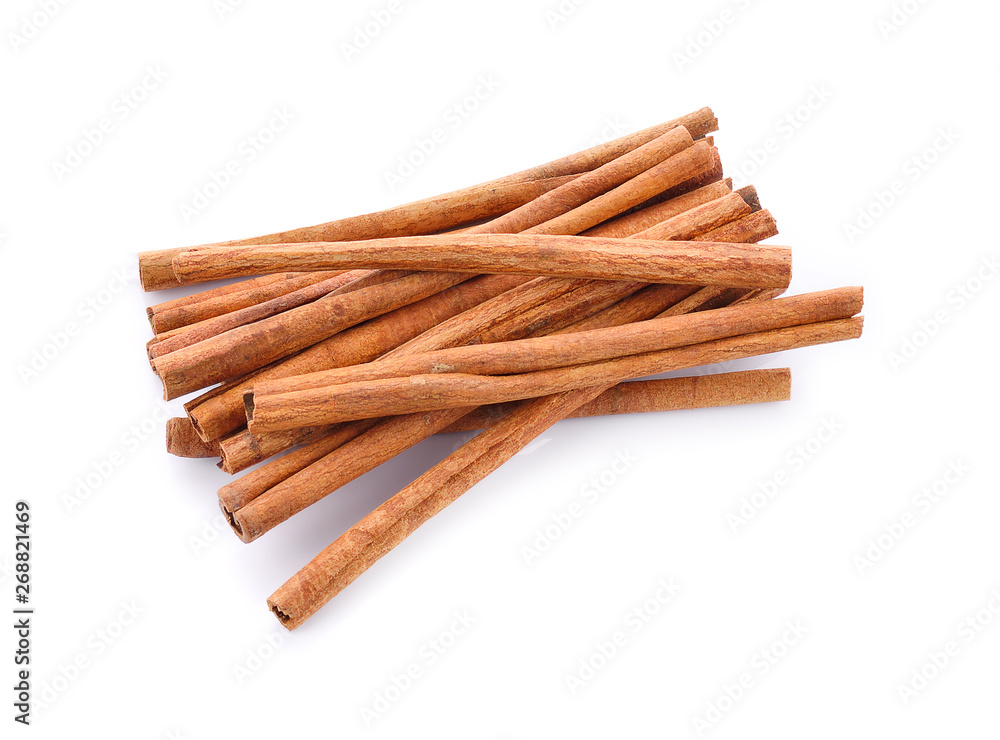 Cinnamon and powder isolated on a white background