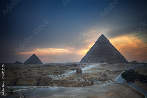 The Giza Pyramids and the Sphinx in the evening, Egypt