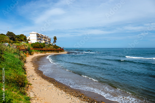 Cuadro en lienzo seaside promenade in La Cala De Mijas, Costa del Sol, Spain