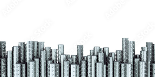 Obraz na plátně Reinforcement steel bar Steel building armature 3d illustration on white