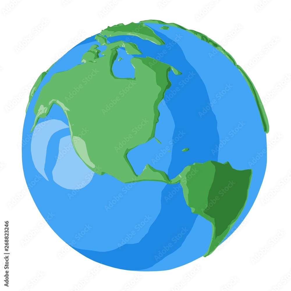USA and Canada on cartoon globe illustration for 3D poster or glossy icon USA and Canada on cartoon globe illustration for 3D poster or glossy icon