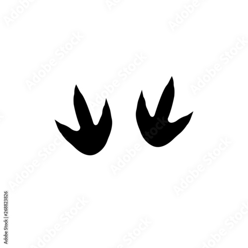 Fototapeta Naklejka Na Ścianę i Meble -  Vector flat black logo of dinosaur pair foot print steps silhouette isolated on white background