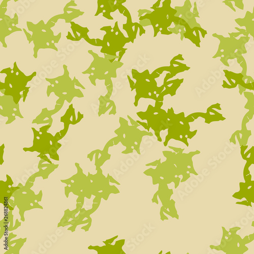 Field camouflage of various shades of green and beige colors