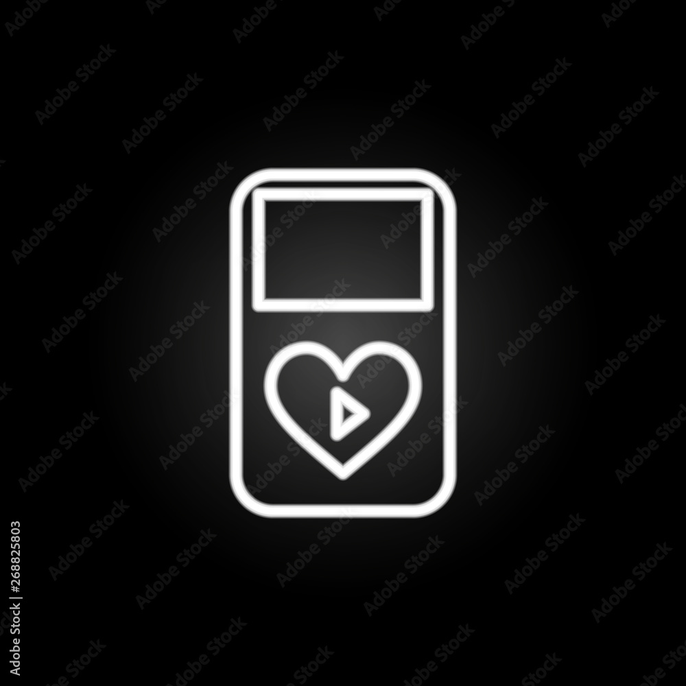 Music player with heart neon icon. Elements of Heartbeat set. Simple icon for websites, web design, mobile app, info graphics Music player with heart neon icon. Elements of Heartbeat set. Simple icon for websites, web design, mobile app, info graphics