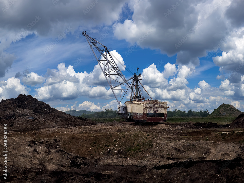 Dragline on open pit coal mine Dragline on open pit coal mine