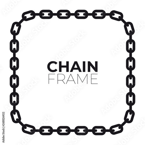 Vector frame chain emblem with text. White background.