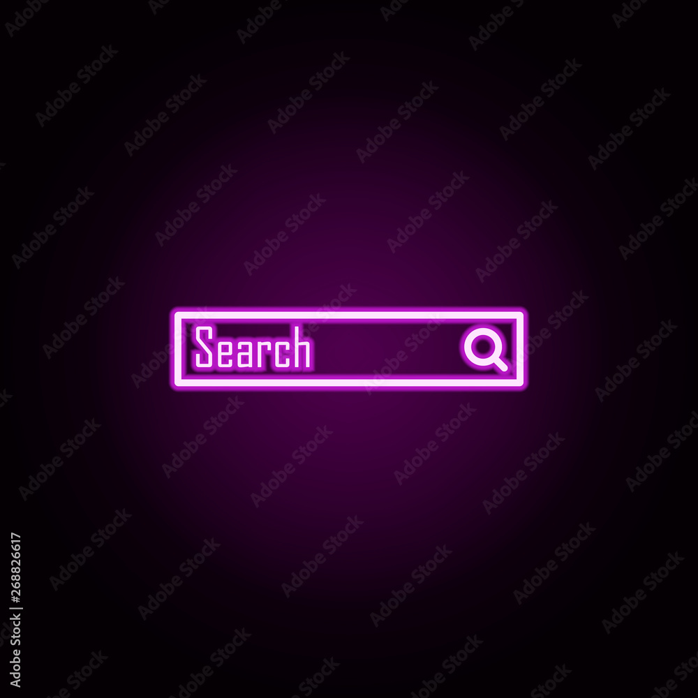 Search neon icon. Elements of online and web set. Simple icon for websites, web design, mobile app, info graphics