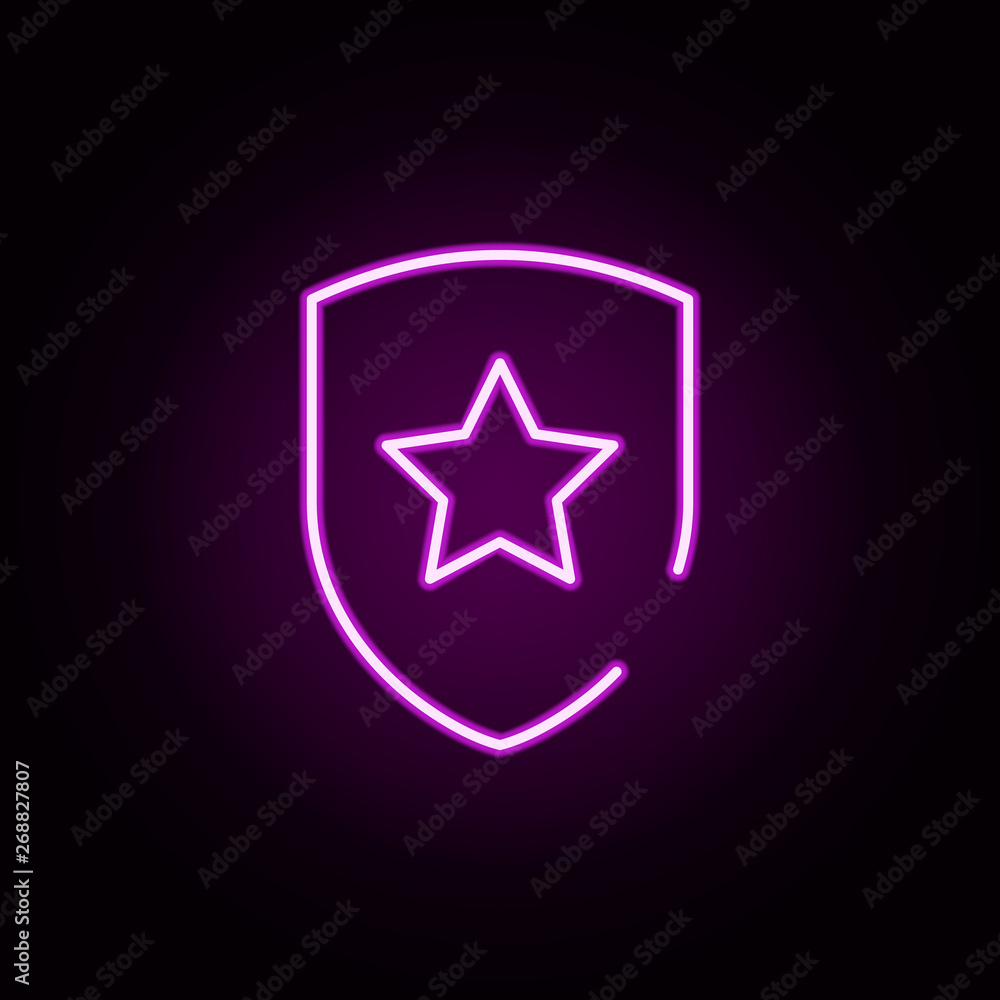 shield, star neon icon. Elements of security set. Simple icon for websites, web design, mobile app, info graphics shield, star neon icon. Elements of security set. Simple icon for websites, web design, mobile app, info graphics