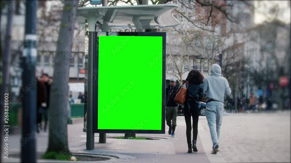 bus stop bilboard advert - green screen keying