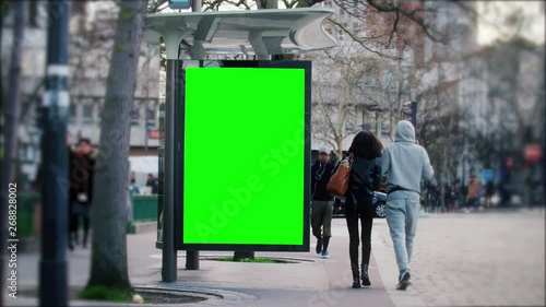 bus stop bilboard advert - green screen keying