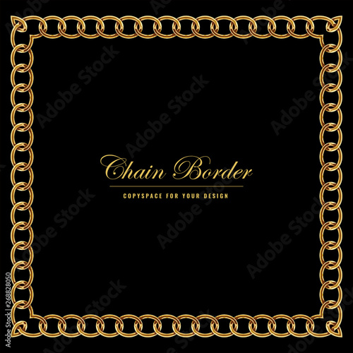 Golden Chain Square Border Frame. Rectangle Border with golden color. Jewelry Design. Vector illustration.