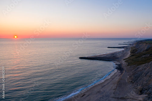 beach on the northsea of denmark in teh eavening light